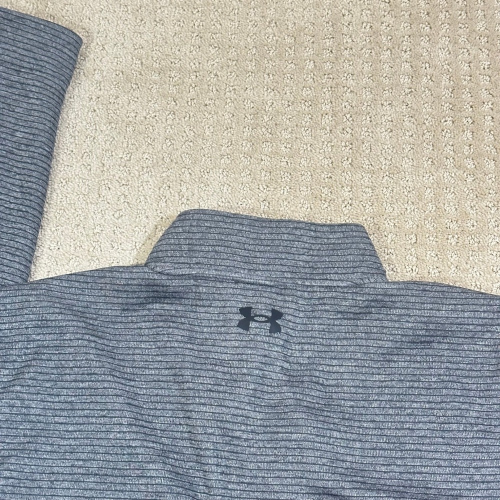 Under Armour Golf Pullover Men's XL Grey UA Storm Sweater Fleece 1/4 Zip Striped - Picture 5 of 9